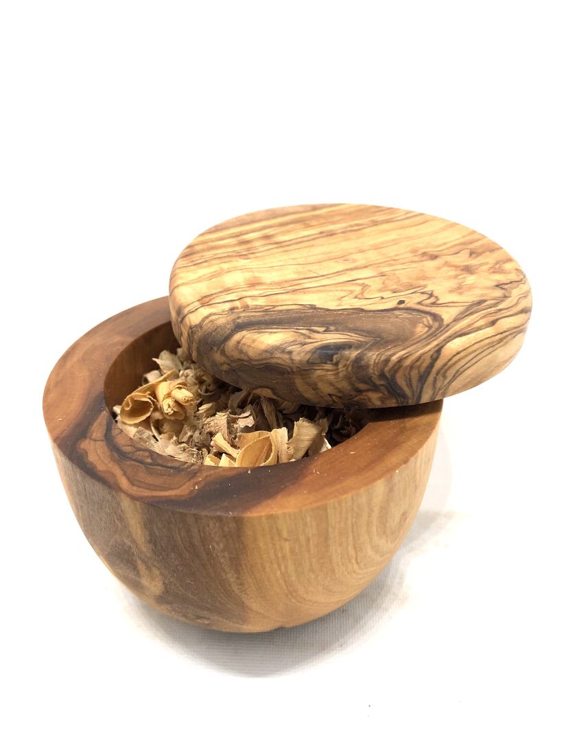 Duft-Dose aus Olivenholz mit Deckel