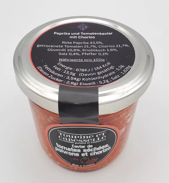 Kaviar aus sonnengetrockneten Tomaten, Paprika und Chorizo