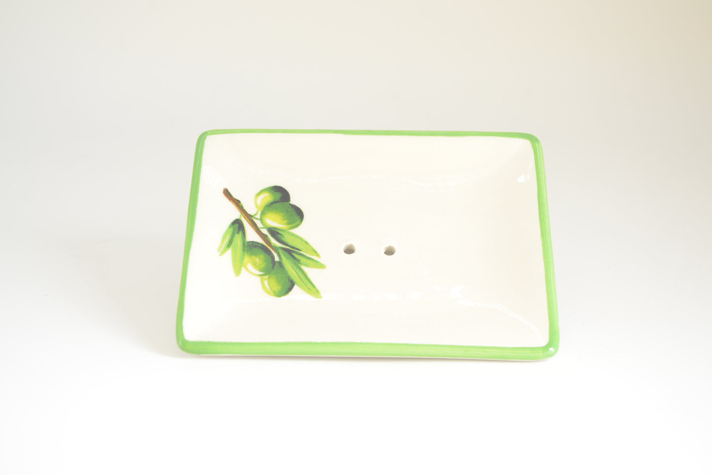 Porzellan-Seifenschale mit Motiv u. 1 Marseille Seife (Olive) 100g