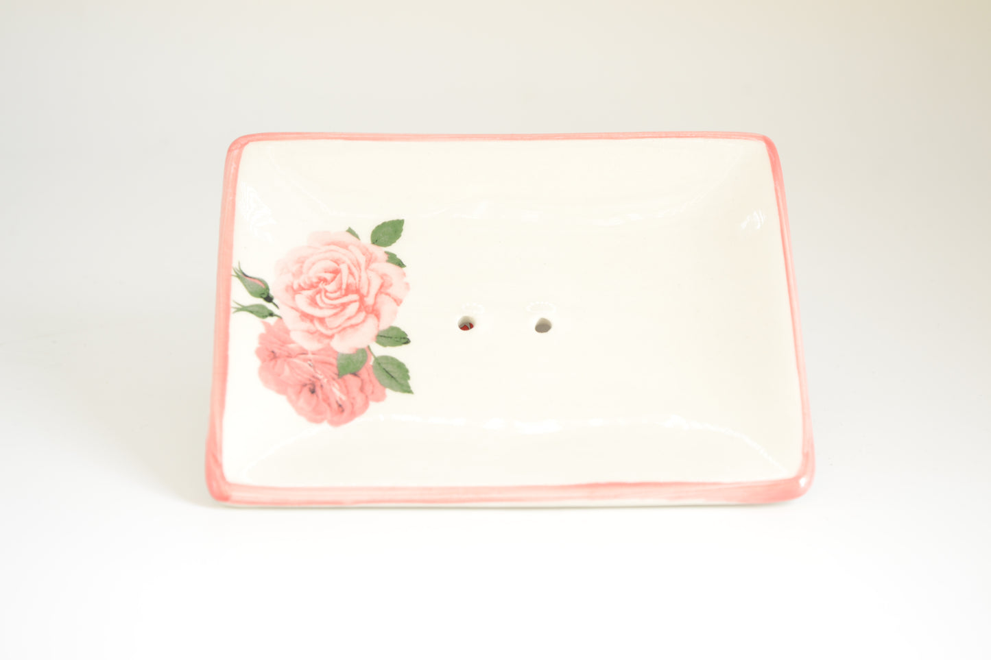 Porzellan-Seifenschale mit Motiv u. 1 Marseille Seife (Rosé) 100g