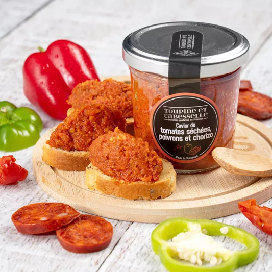 Kaviar aus sonnengetrockneten Tomaten, Paprika und Chorizo