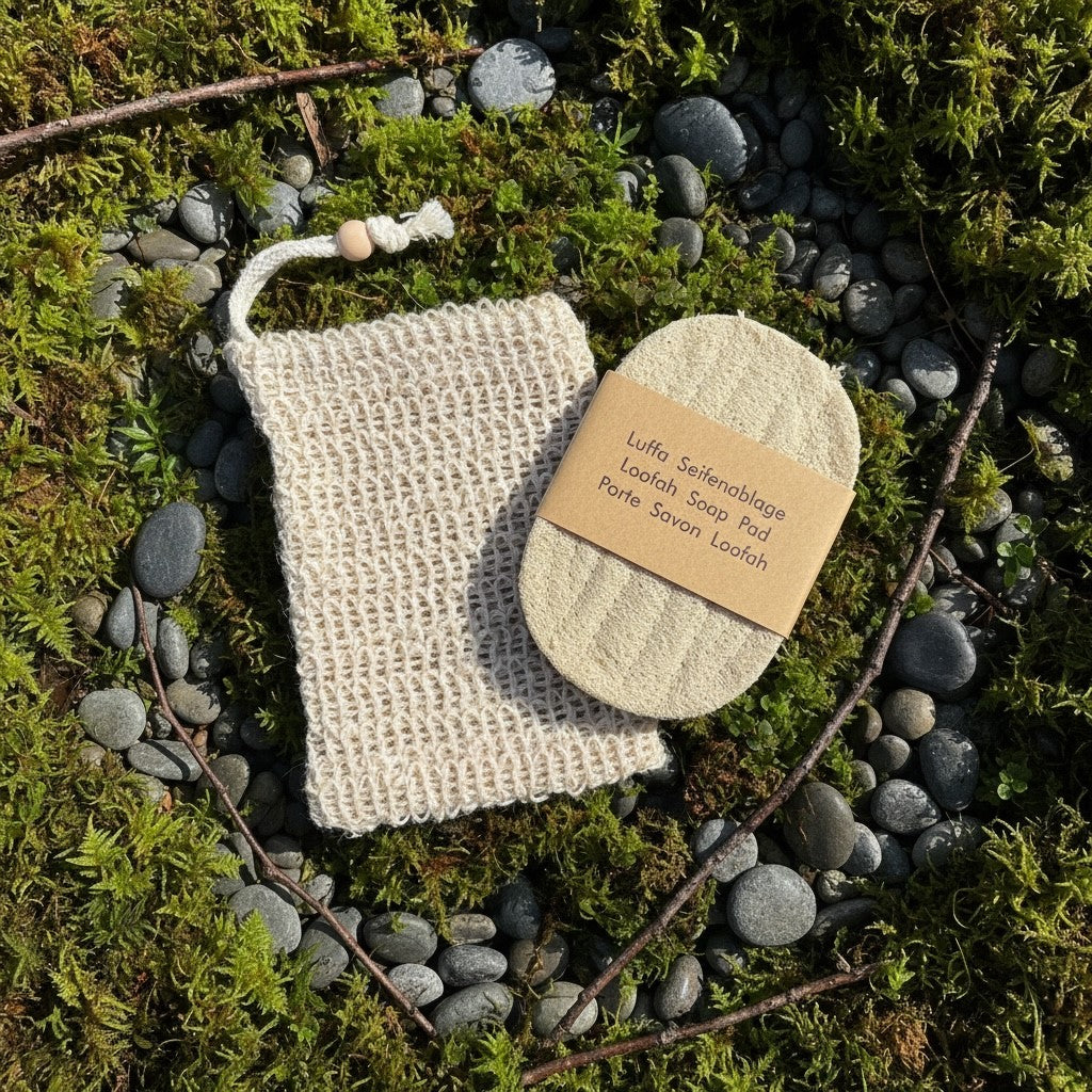 Im Set günstiger: Sisal Seifensäckchen u. Luffa Seifenablage